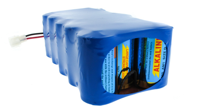 Battery pack manufactured with alkaline cells