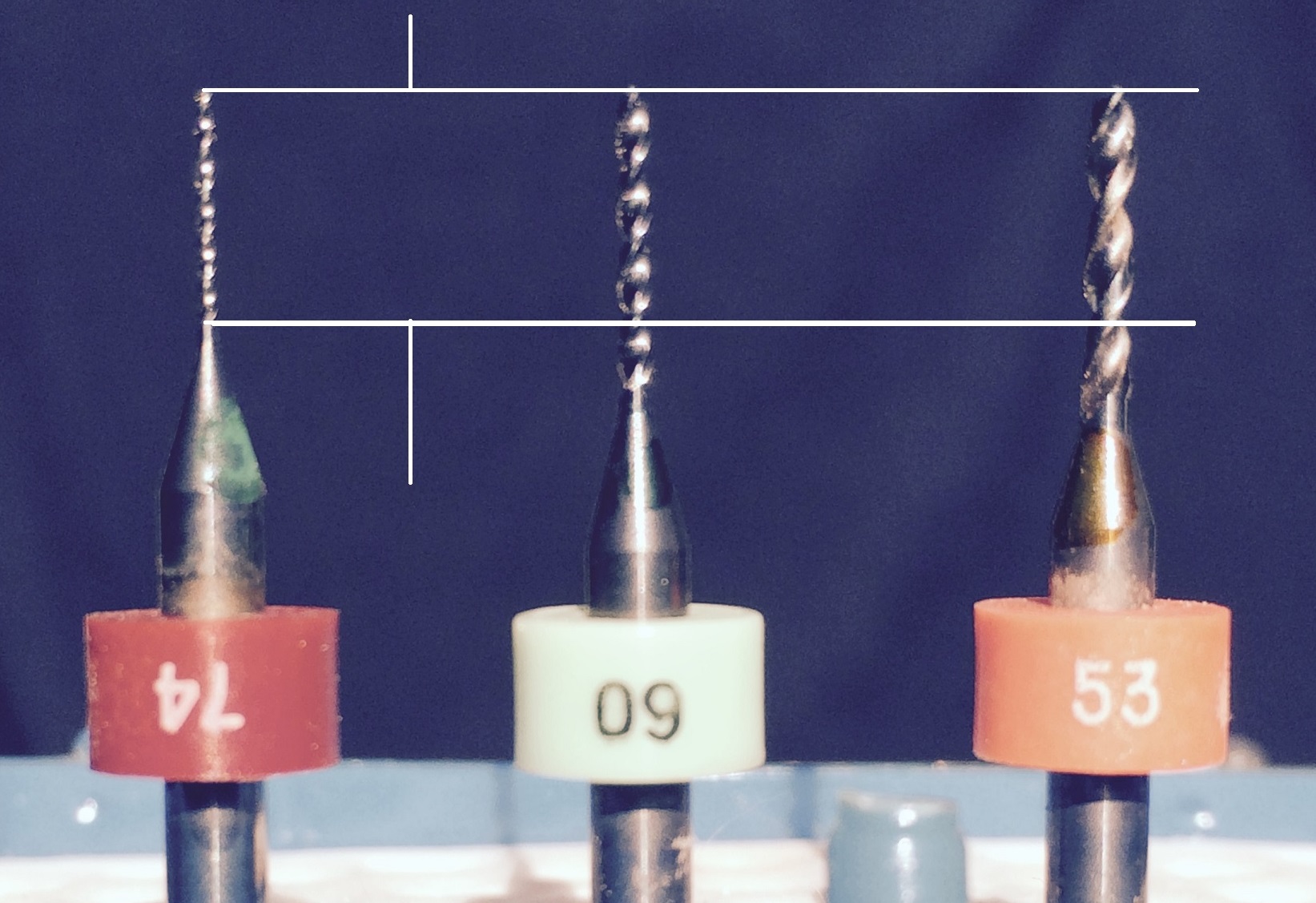 Example of shorter drill sizes used in manufacturing