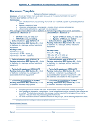 IATA - Accompanying Lithium Battery Template IATA - Accompanying Lithium Battery Template