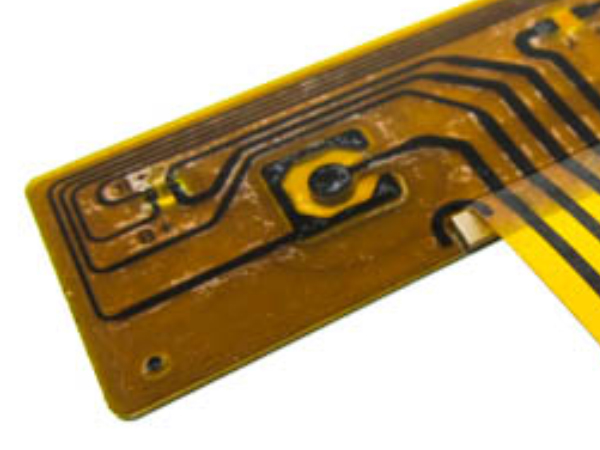 Photo of FPC Circuit Traces Powering Bi-colored LED