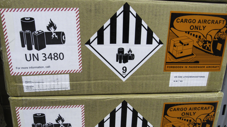 Example of labels for shipping lithium batteries
