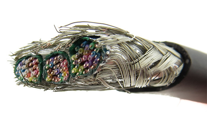 Tinned copper braid wrapped around multiconductor cable